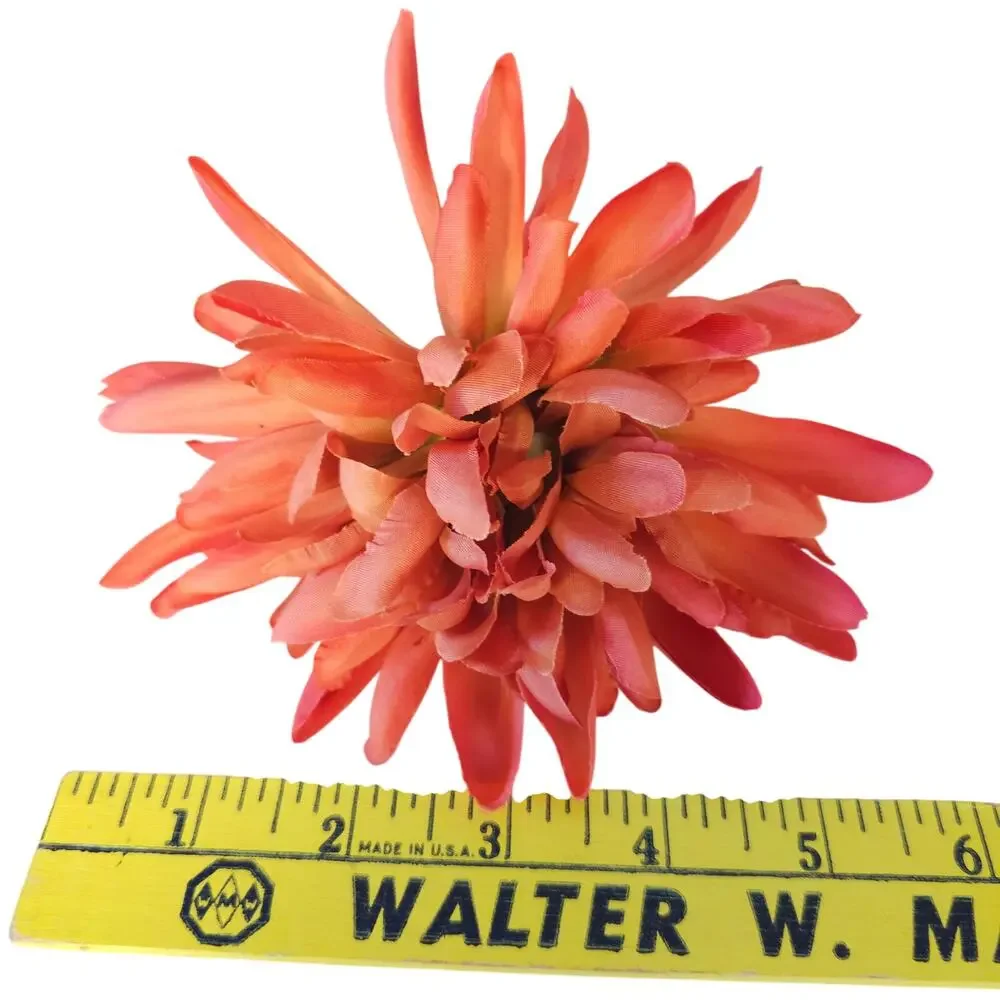 25 Orange Pink Coral Artificial Spider Mum Chrysanthemum Flower Stems Fall